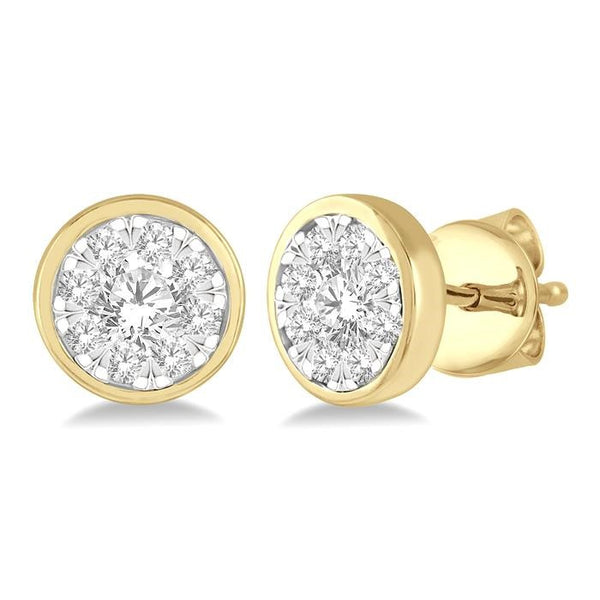 3/4 Ctw Shine Bright Round Cut Diamond Stud Earrings in 14K Yellow and White Gold