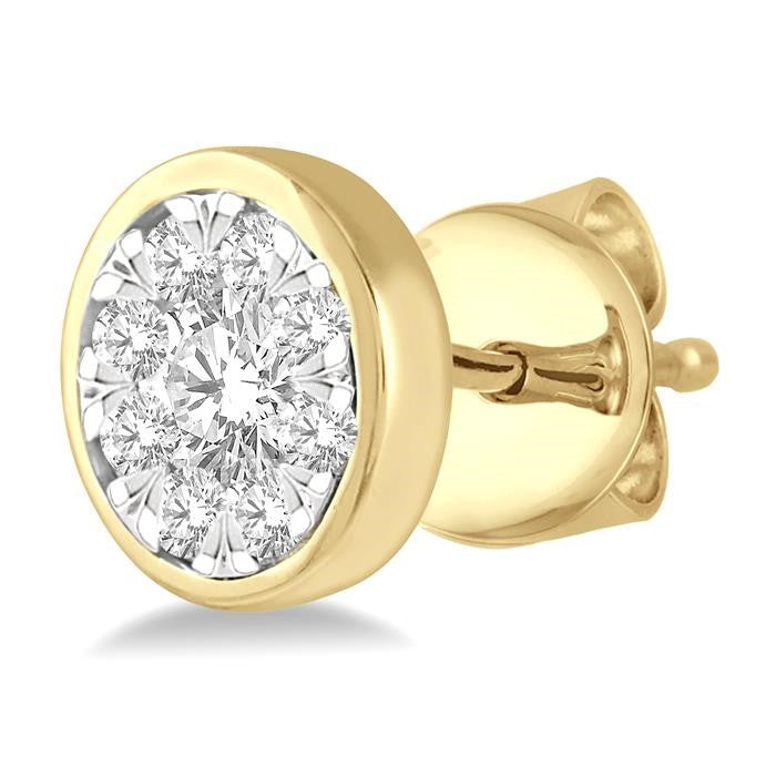 3/4 Ctw Shine Bright Round Cut Diamond Stud Earrings in 14K Yellow and White Gold