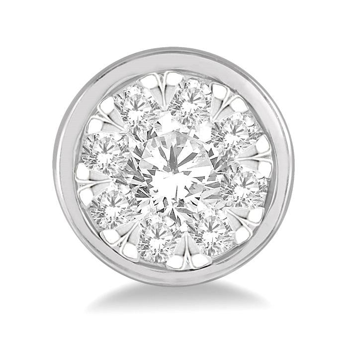 1/2 Ctw Shine Bright Round Cut Diamond Bezel Stud Earrings in 14K White Gold