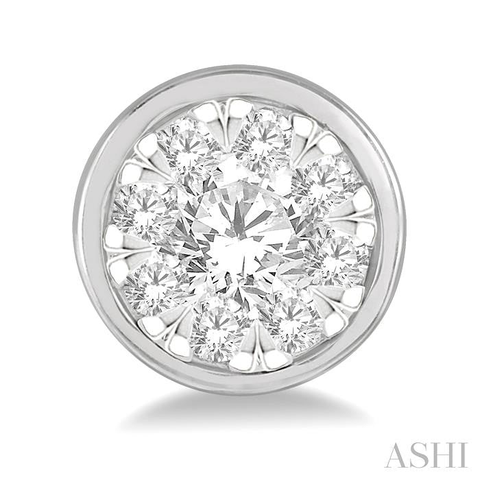 1/2 Ctw Shine Bright Round Cut Diamond Bezel Stud Earrings in 14K White Gold