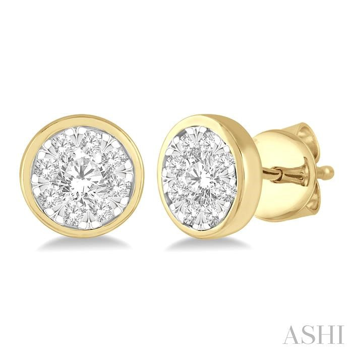 1/2 Ctw Shine Bright Round Cut Diamond Stud Earrings in 14K Yellow and White Gold