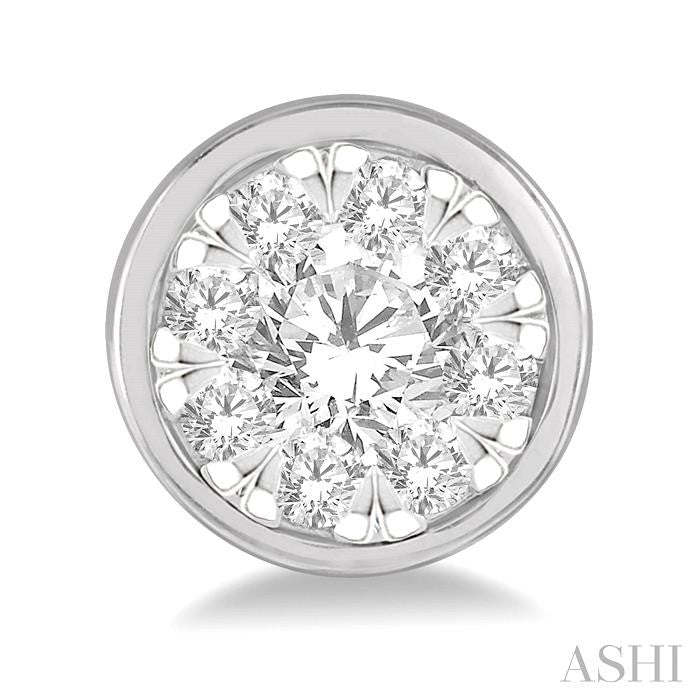1/2 Ctw Shine Bright Round Cut Diamond Bezel Stud Earrings in 14K White Gold