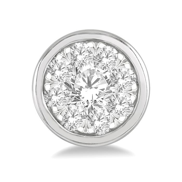 1/3 Ctw Shine Bright Round Cut Diamond Bezel Stud Earrings in 14K White Gold