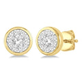 1/3 Ctw Shine Bright Round Cut Diamond Bezel Stud Earrings in 14K Yellow and White Gold