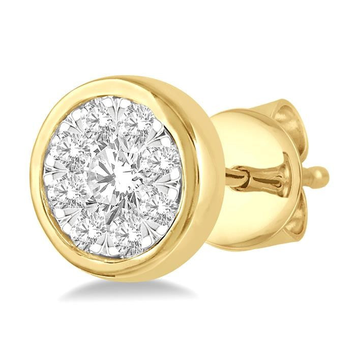 1/3 Ctw Shine Bright Round Cut Diamond Bezel Stud Earrings in 14K Yellow and White Gold
