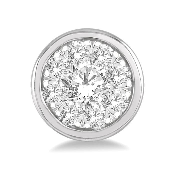1/3 Ctw Shine Bright Round Cut Diamond Bezel Stud Earrings in 14K White Gold