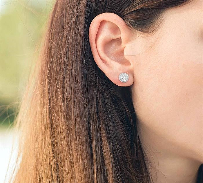 1/3 Ctw Shine Bright Round Cut Diamond Bezel Stud Earrings in 14K White Gold