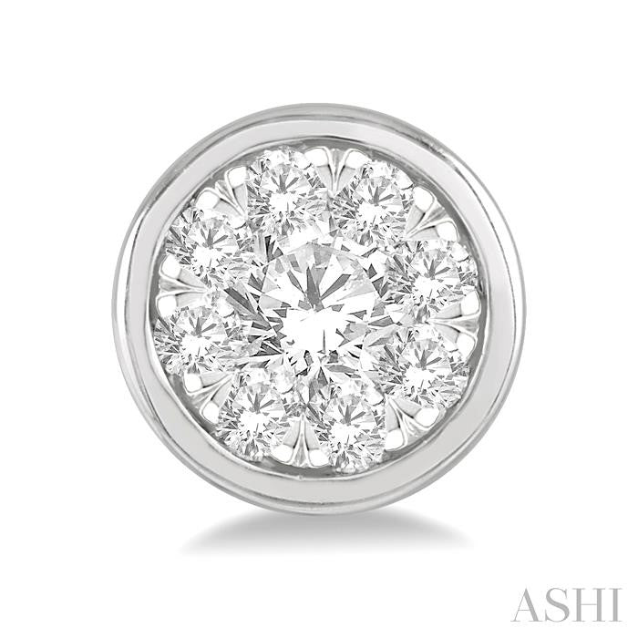 1/3 Ctw Shine Bright Round Cut Diamond Bezel Stud Earrings in 14K White Gold
