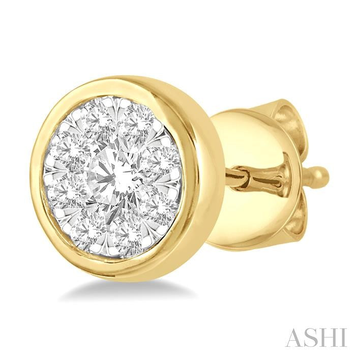 1/3 Ctw Shine Bright Round Cut Diamond Bezel Stud Earrings in 14K Yellow and White Gold