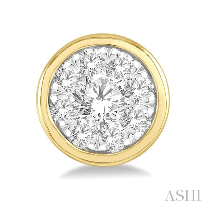 1/3 Ctw Shine Bright Round Cut Diamond Bezel Stud Earrings in 14K Yellow and White Gold
