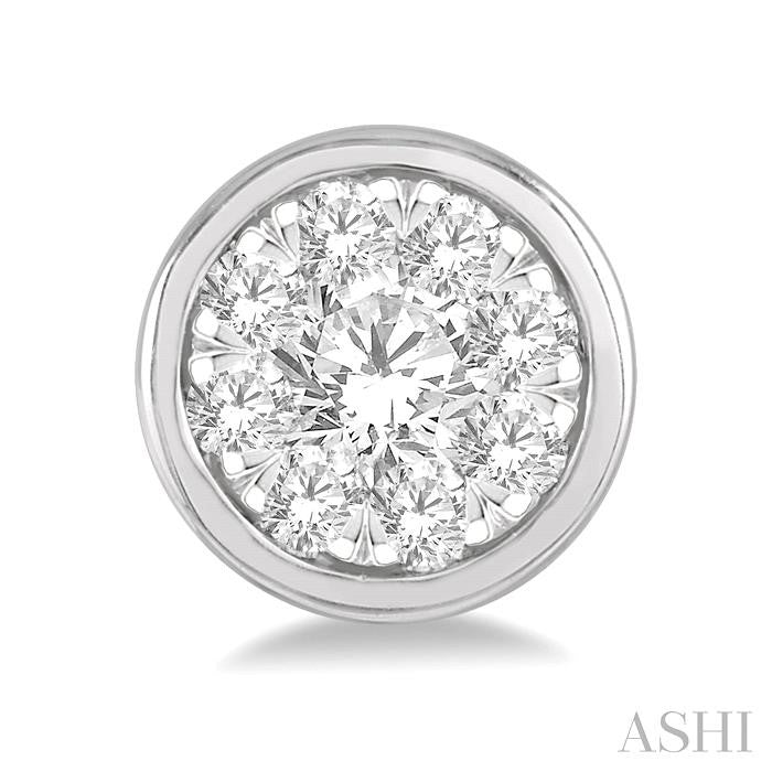 1/3 Ctw Shine Bright Round Cut Diamond Bezel Stud Earrings in 14K White Gold