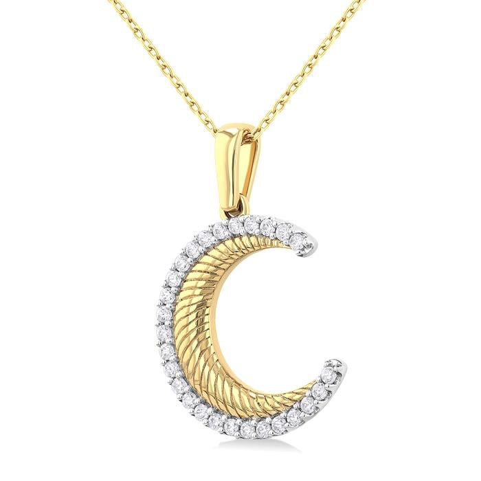 Wynn Oleander Fluted Crescent Moon Diamond Fashion Pendant