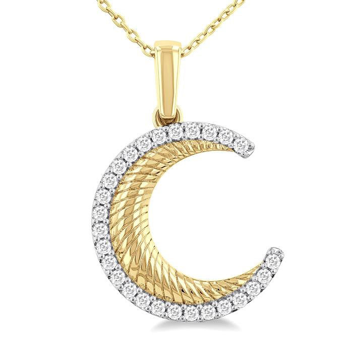 Wynn Oleander Fluted Crescent Moon Diamond Fashion Pendant