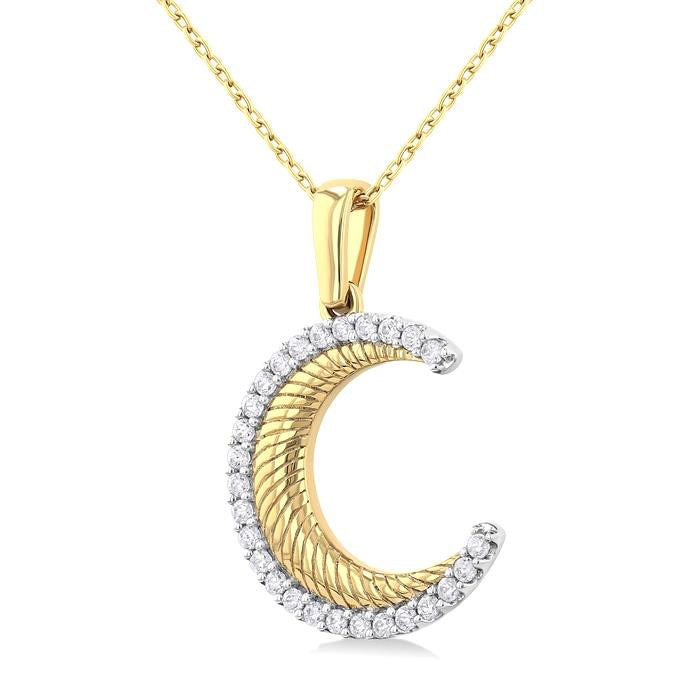 Sonata Bramble Fluted Crescent Moon Diamond Fashion Pendant