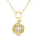 1/8 Ctw Crescent Moon & Star Charm Fluted Round Cut Diamond Fashion Pendant With Chain in 10K Yellow and White Gold