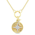 Crescent Moon & Star Charm Fluted Diamond Fashion Pendant