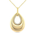 1/20 Ctw Bold Open Window Teardrop Round Cut Golden Glow Diamond Aeris Gold Fashion Pendant With Chain in 10K Yellow Gold