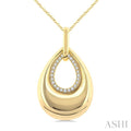 1/20 Ctw Bold Open Window Teardrop Round Cut Golden Glow Diamond Aeris Gold Fashion Pendant With Chain in 10K Yellow Gold