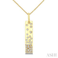 1/4 Ctw Round Cut Diamond Vertical Mosaic Bar Fashion Pendant With Chain in 10K Yellow Gold