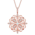 1/3 Ctw Lattice Floral Pattern Shine Bright Round Cut Diamond Pendant With Chain in 14K Rose and White Gold