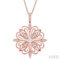 1/3 Ctw Lattice Floral Pattern Lovebright Round Cut Diamond Pendant With Chain in 14K Rose and White Gold