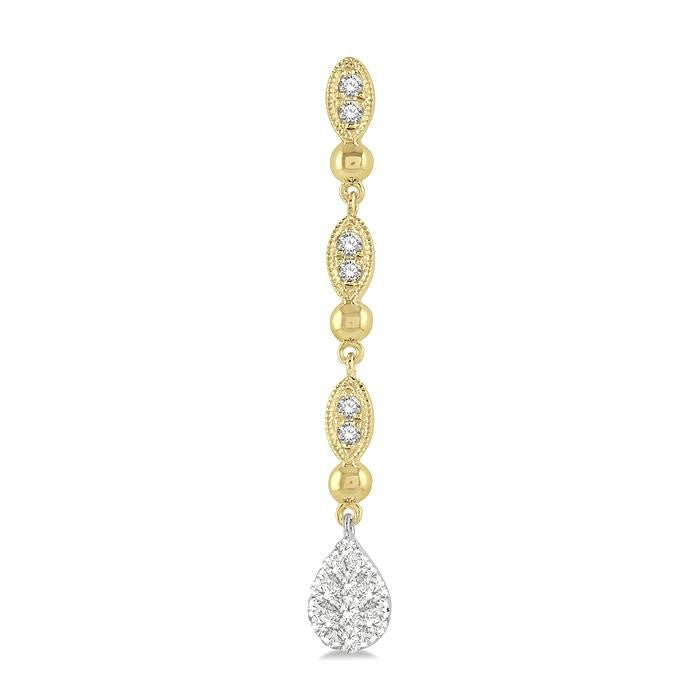 1/2 Ctw Pear & Marquise Shine Bright Round Cut Diamond Earrings in 14K Yellow and White Gold
