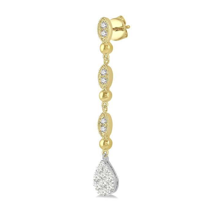 1/2 Ctw Pear & Marquise Shine Bright Round Cut Diamond Earrings in 14K Yellow and White Gold