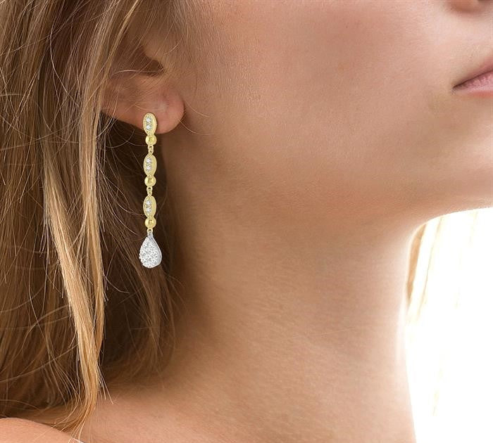 1/2 Ctw Pear & Marquise Shine Bright Round Cut Diamond Earrings in 14K Yellow and White Gold