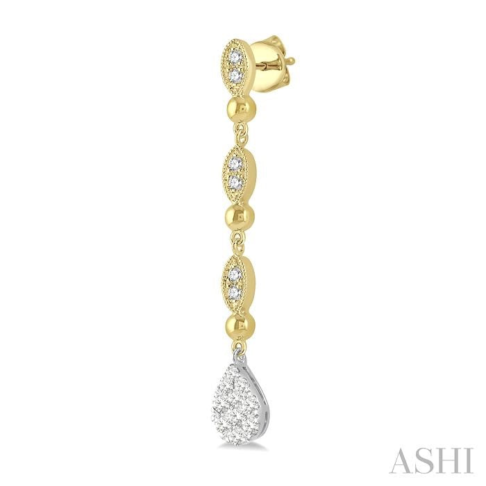 1/2 Ctw Pear & Marquise Shine Bright Round Cut Diamond Earrings in 14K Yellow and White Gold