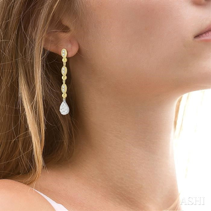 1/2 Ctw Pear & Marquise Shine Bright Round Cut Diamond Earrings in 14K Yellow and White Gold