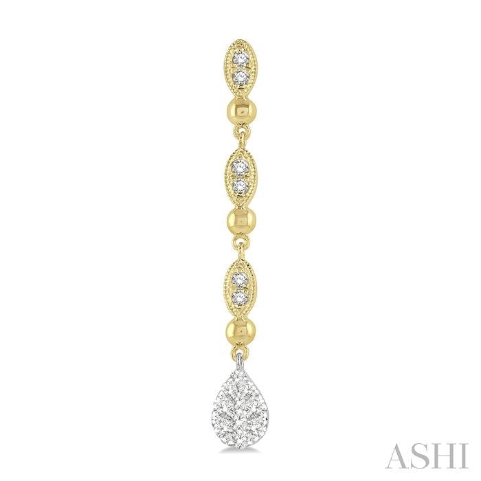 1/2 Ctw Pear & Marquise Shine Bright Round Cut Diamond Earrings in 14K Yellow and White Gold