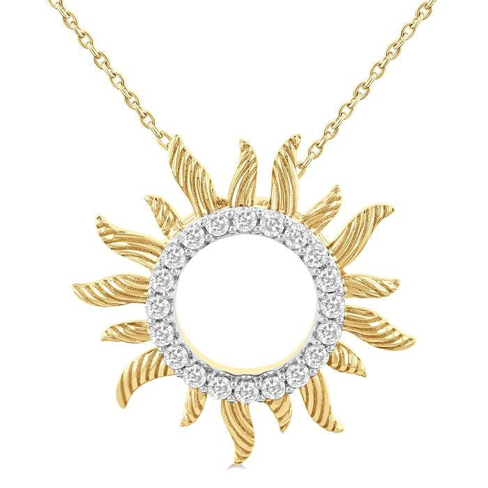 Evadne Serenade Sunburst Fluted Diamond Fashion Pendant
