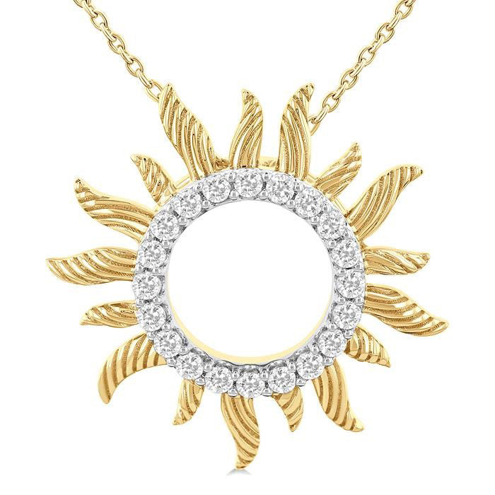 Evadne Serenade Sunburst Fluted Diamond Fashion Pendant