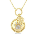 1/8 Ctw Medallion Dog Paw Charm Round Cut Diamond Fashion Pendant With Chain in 10K Yellow Gold