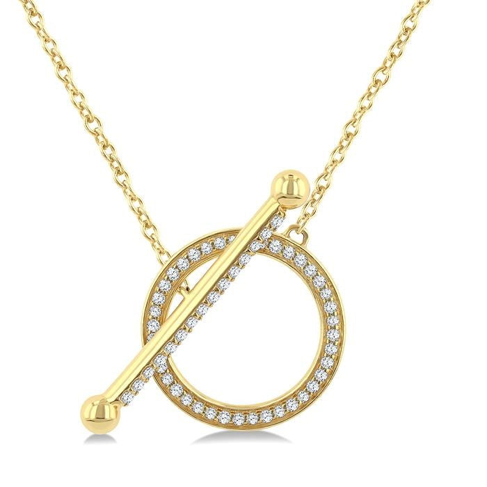 1/3 Ctw Circle Toggle Round Cut Diamond Fashion Necklace in 10K Yellow Gold