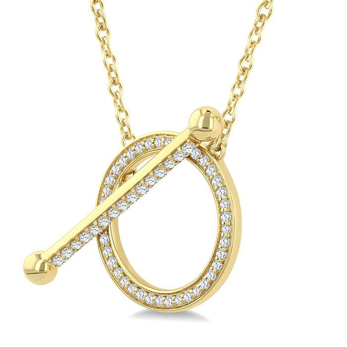 1/3 Ctw Circle Toggle Round Cut Diamond Fashion Necklace in 10K Yellow Gold