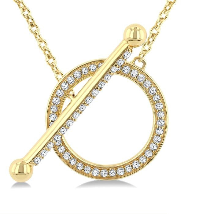1/3 Ctw Circle Toggle Round Cut Diamond Fashion Necklace in 10K Yellow Gold