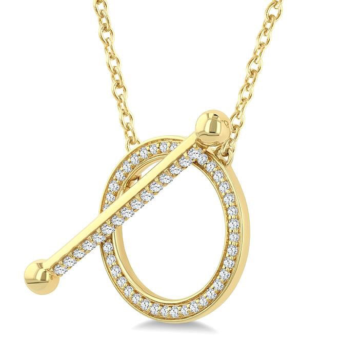 Eternelle Circle Toggle Diamond Necklace in 10K Yellow Gold