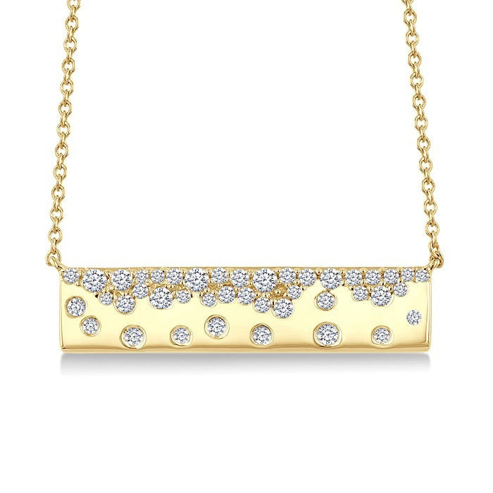 1/3 Ctw Round cut Diamond Horizontal Mosaic Bar Necklace in 10K Yellow Gold