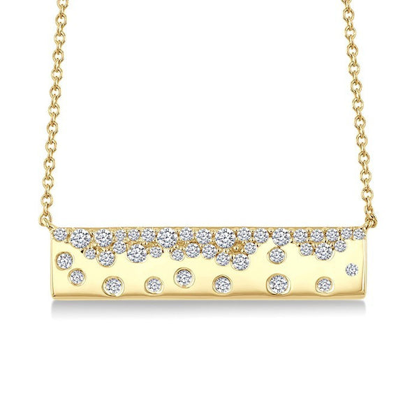 1/3 Ctw Round cut Diamond Horizontal Mosaic Bar Necklace in 10K Yellow Gold