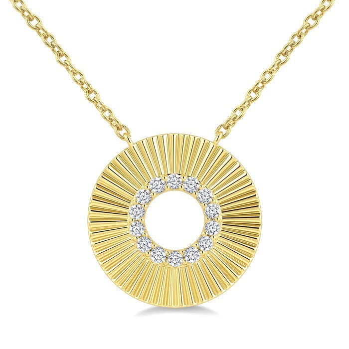 1/6 Ctw Round Cut Diamond Pirouette Circle Fashion Pendant With Chain in 10K Yellow Gold