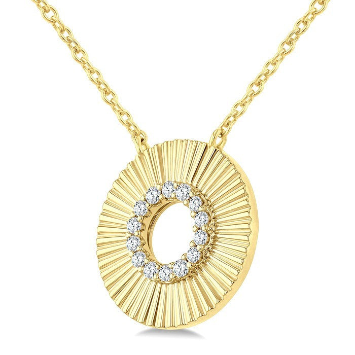 1/6 Ctw Round Cut Diamond Pirouette Circle Fashion Pendant With Chain in 10K Yellow Gold