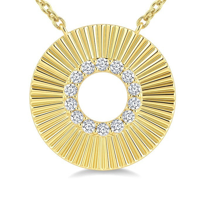 1/6 Ctw Round Cut Diamond Pirouette Circle Fashion Pendant With Chain in 10K Yellow Gold