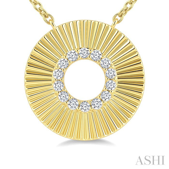 1/6 Ctw Round Cut Diamond Pirouette Circle Fashion Pendant With Chain in 10K Yellow Gold