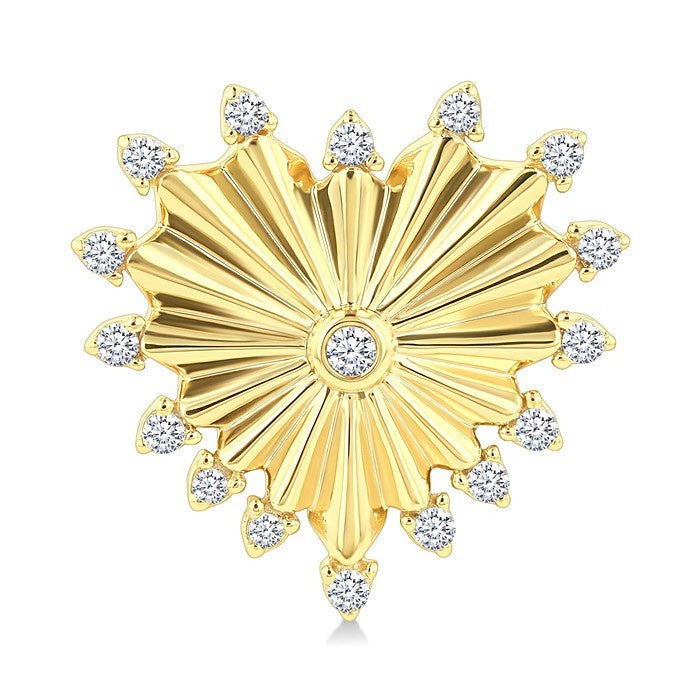 1/5 Ctw Round Cut Diamond Pirouette Heart Fluted Fashion Earrings in 10K Yellow Gold