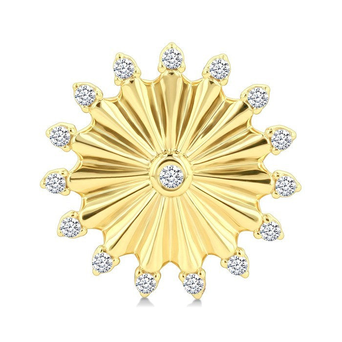 1/5 Ctw Round Cut Diamond Pirouette Circle Fluted Fashion Earrings in 10K Yellow Gold
