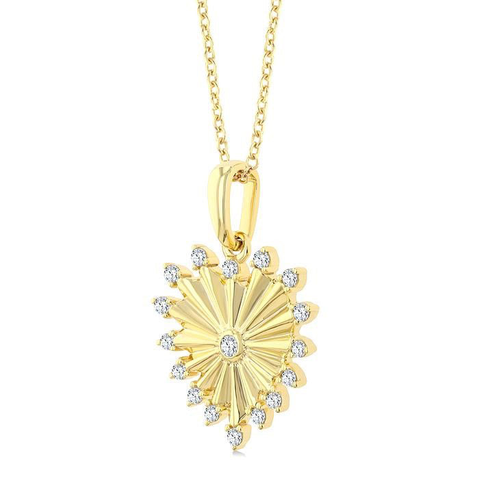 Heart Fluted Diamond Fashion Pendant