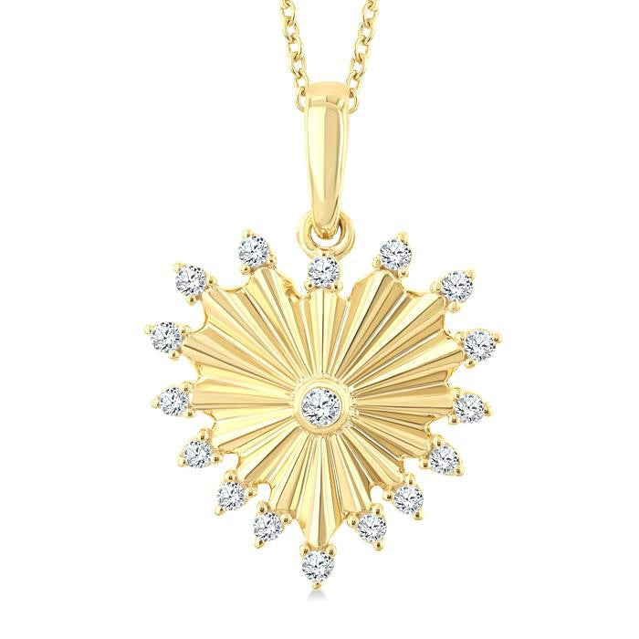 Heart Fluted Diamond Fashion Pendant