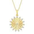 1/5 Ctw Round Cut Diamond Pirouette Circle Fluted Fashion Pendant With Chain in 10K Yellow Gold