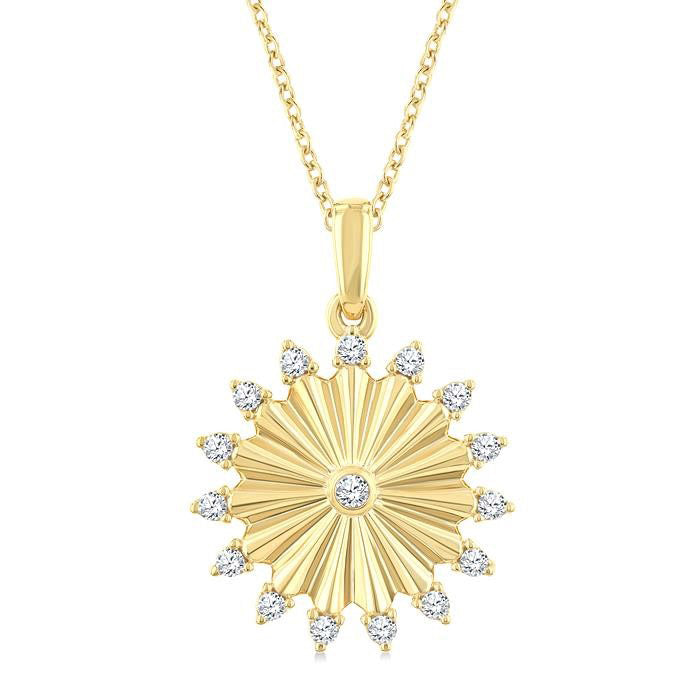 Aster Ultramarine Circle Fluted Diamond Fashion Pendant